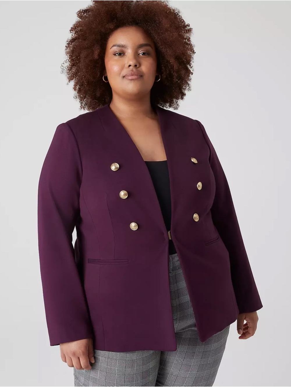 Lane Bryant size 22 NWT Double-Breasted Ponte Blazer Jacket in Deep Plum